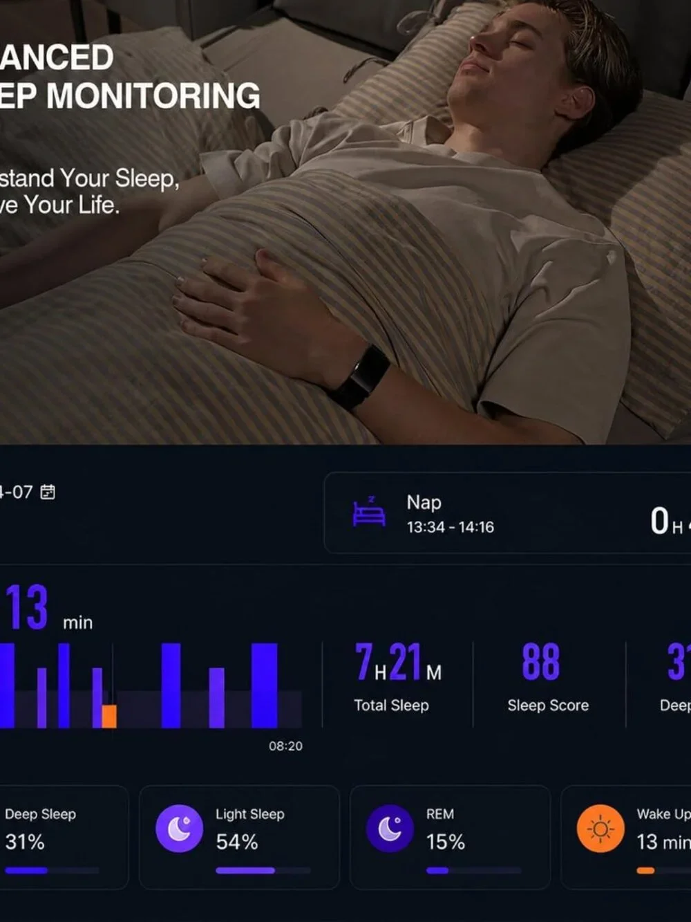 Screenless Fitness Tracker for Men Women, for iOS & Android